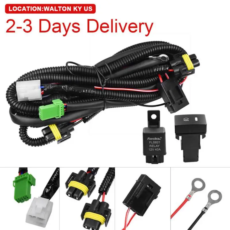 Waterproof H11 Fog Light Lamp Wiring Harness Socket Wire Connector With 12V/40A Relay & ON/OFF Switch Kit Fit LED Work Lamp Hot