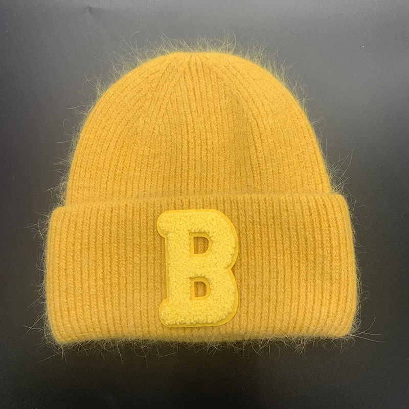 Женская вязаная шапка из натурального кроличьего меха модные зимние шапки с