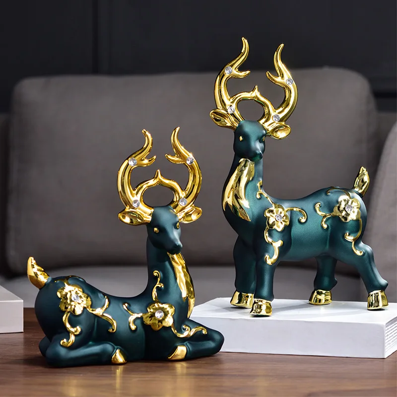 y nowoczesny wazon ceramiczny Lucky Deer sztuczne ozdoby kwiatowe strona główna salon pulpit umeblowanie rzemiosło figurki Fengshui dekoracja
