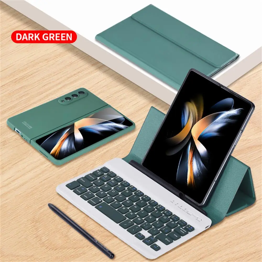 For Samsung Galaxy Z Fold 4 3 2 Magnetic Bluetooth Wireless Keyboard Case Folding Leather Stand Keyboard Cover With Optional Pen