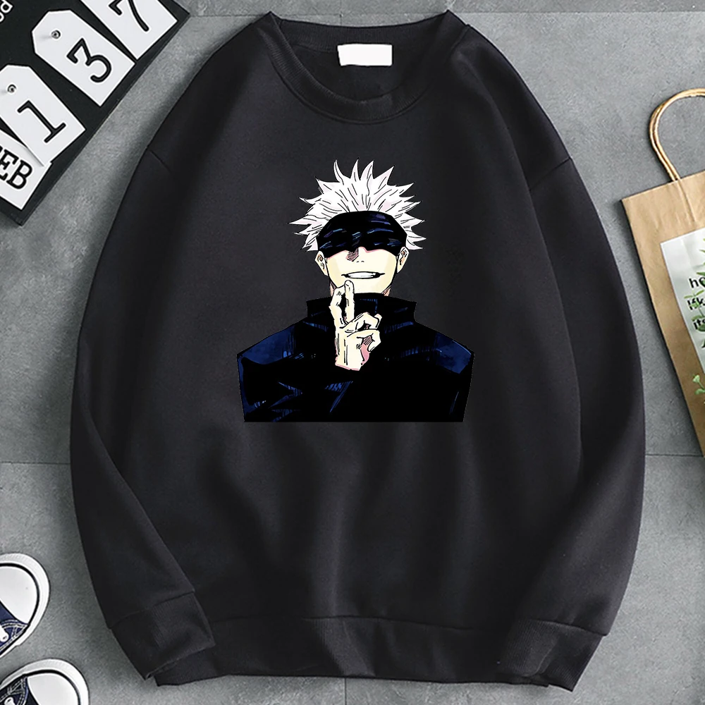 

Satoru Gojo Anime Sweatshirts Men Autumn New O Neck Pullover Hooded Kpop Crewneck Punk Style Men Loose Streetwear Hoody COTTON