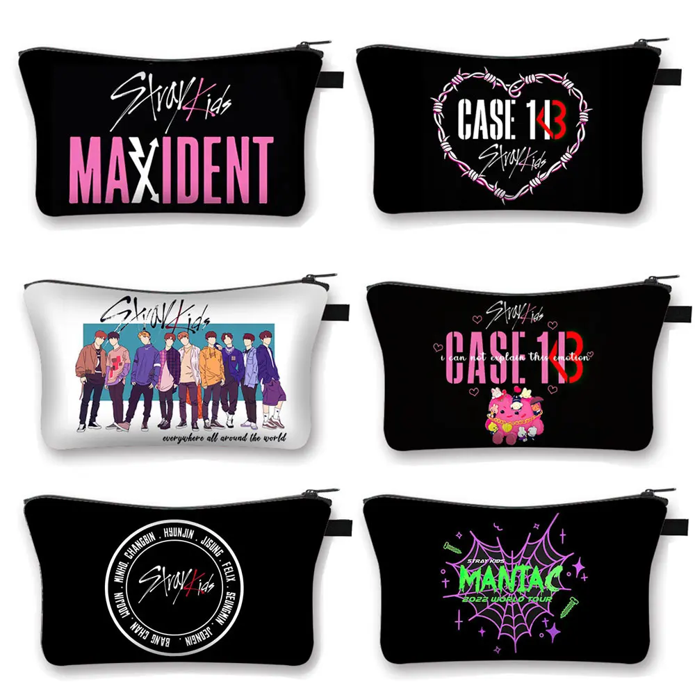 Maxident Stray Kids Cosmetic Case Kpop Maniac Women Makeup Bags Changbin Hyunjin Han Felix Seungmin Hip Hop Cosmetic Bag Gift