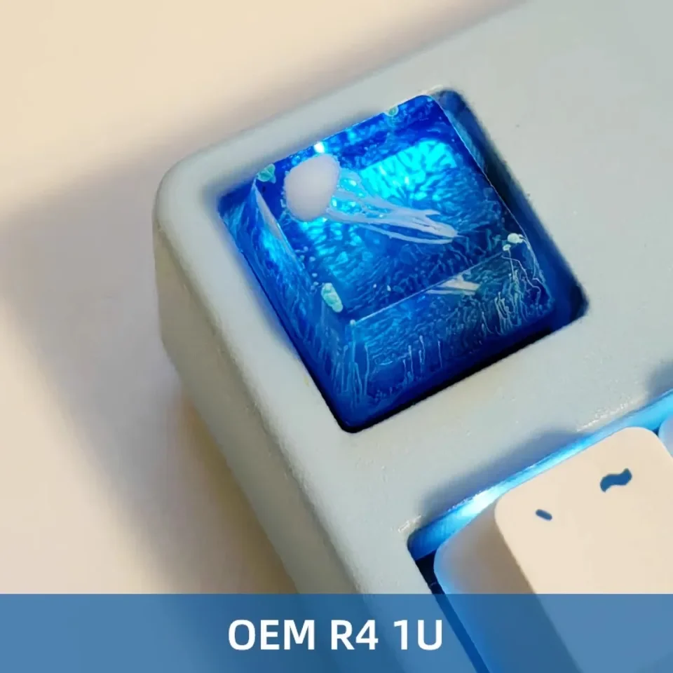 Голубая Медуза колпачок для клавиш морская тематика капельный гель из