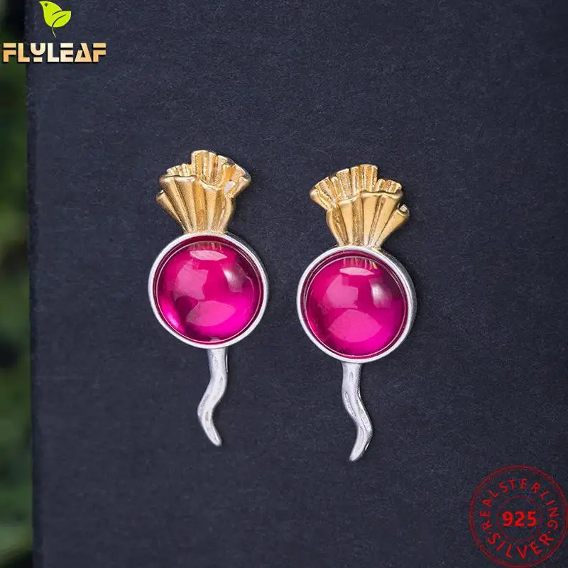 Женские серьги-гвоздики с редисом оригинальный дизайн серьги покрытием из