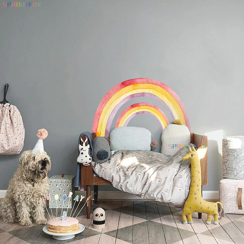 

Large Creative Cartoon Rainbow Colorful Wall Stickers for Kids Room Home Nursery Art Decorative Sticker Children Bedroom Decals