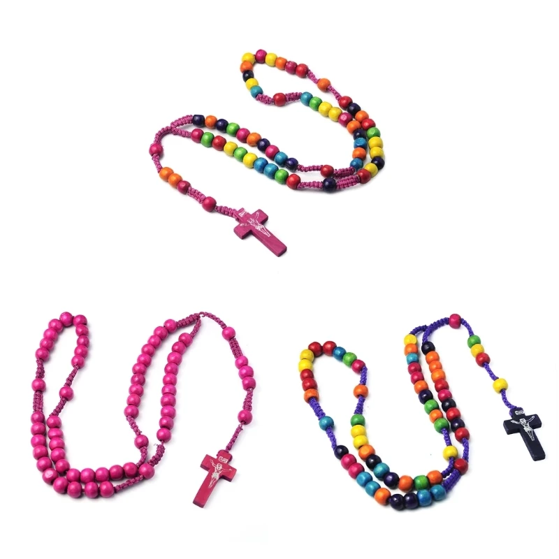 

Colorful Beads Pendant Necklaces Catholic Rosary Necklaces Christian Prayer Beaded Religious Jewelry for Drop Shipping