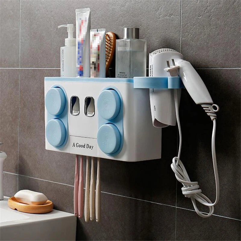 

2022 New Toothbrush Holder Wall Set Toothbrush Cup Mouthwash Cup Toothpaste Squeezer Tooth Cup Household Washing Table Shelf