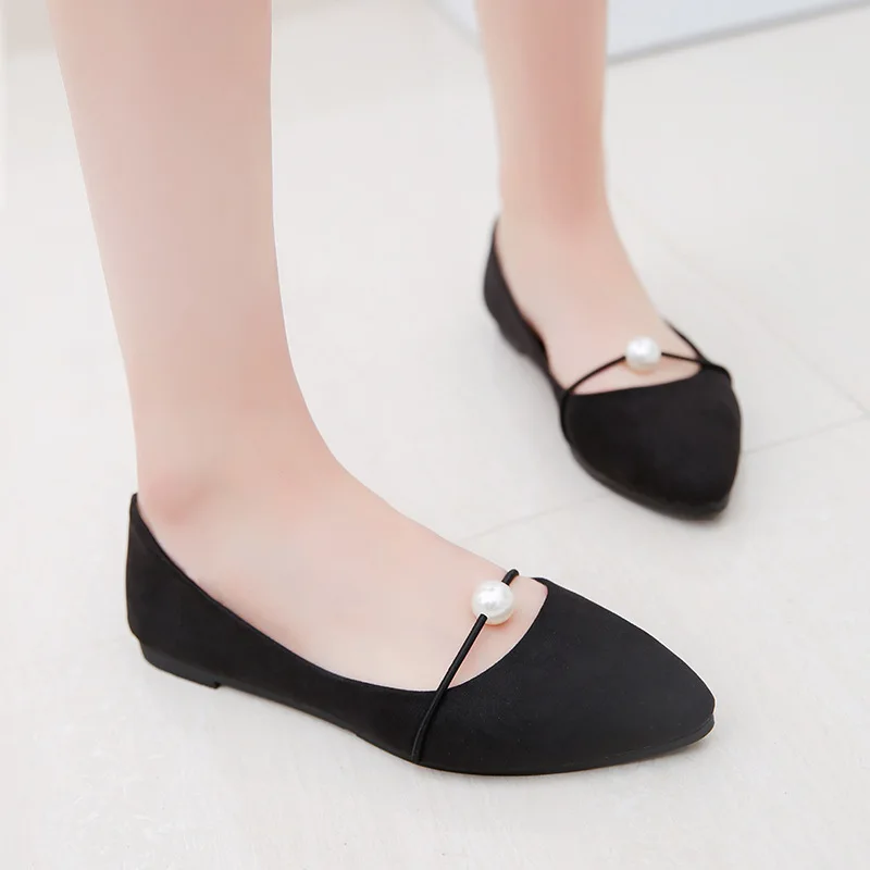 

Bead Ladies Plus Size Flats Pointed Toe High Quality Slip-Ons Shallow Mouth Fashion New Simple Female Loafer Shoes Womans Flats