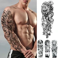 large full arm transfer waterproof temporary tattoo sticker wolf lion flame tribal totem flash fake sleeve tattoos for men women