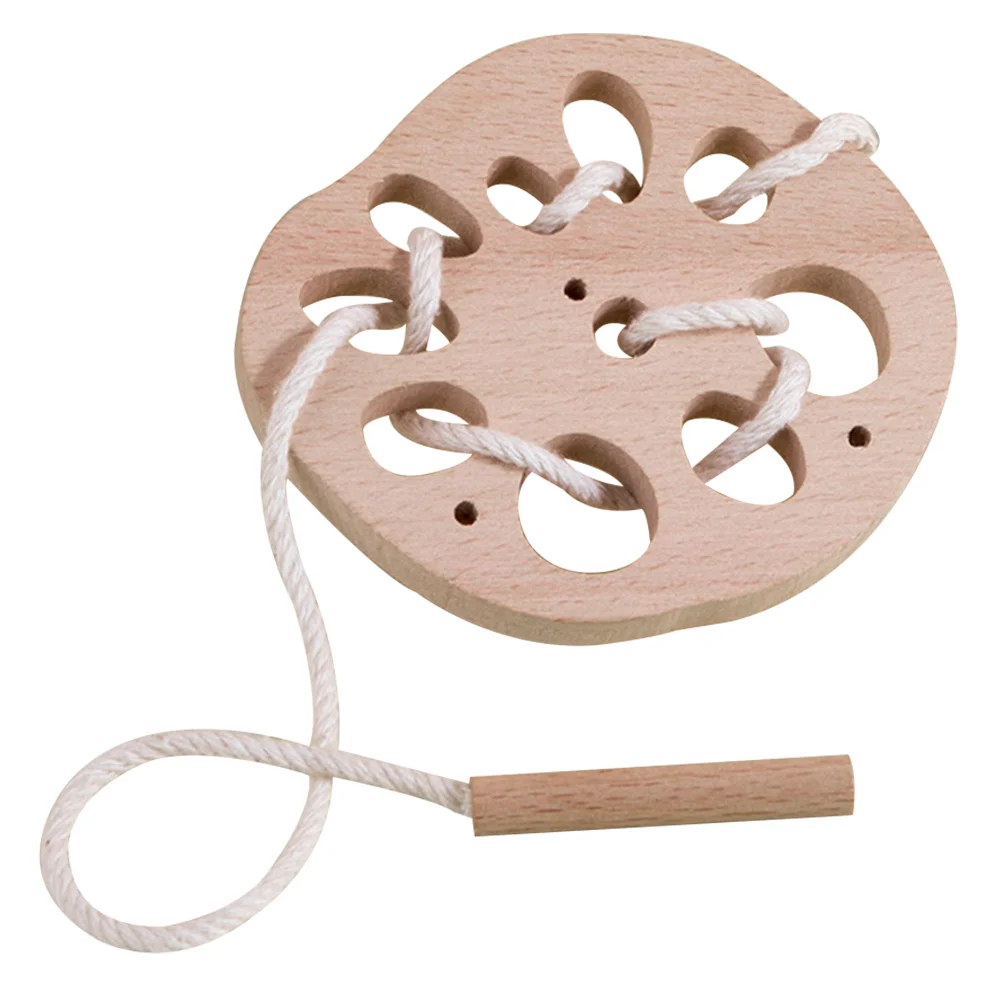 

Children Threading Wooden Lotus-root Shape Lacing Early Educational