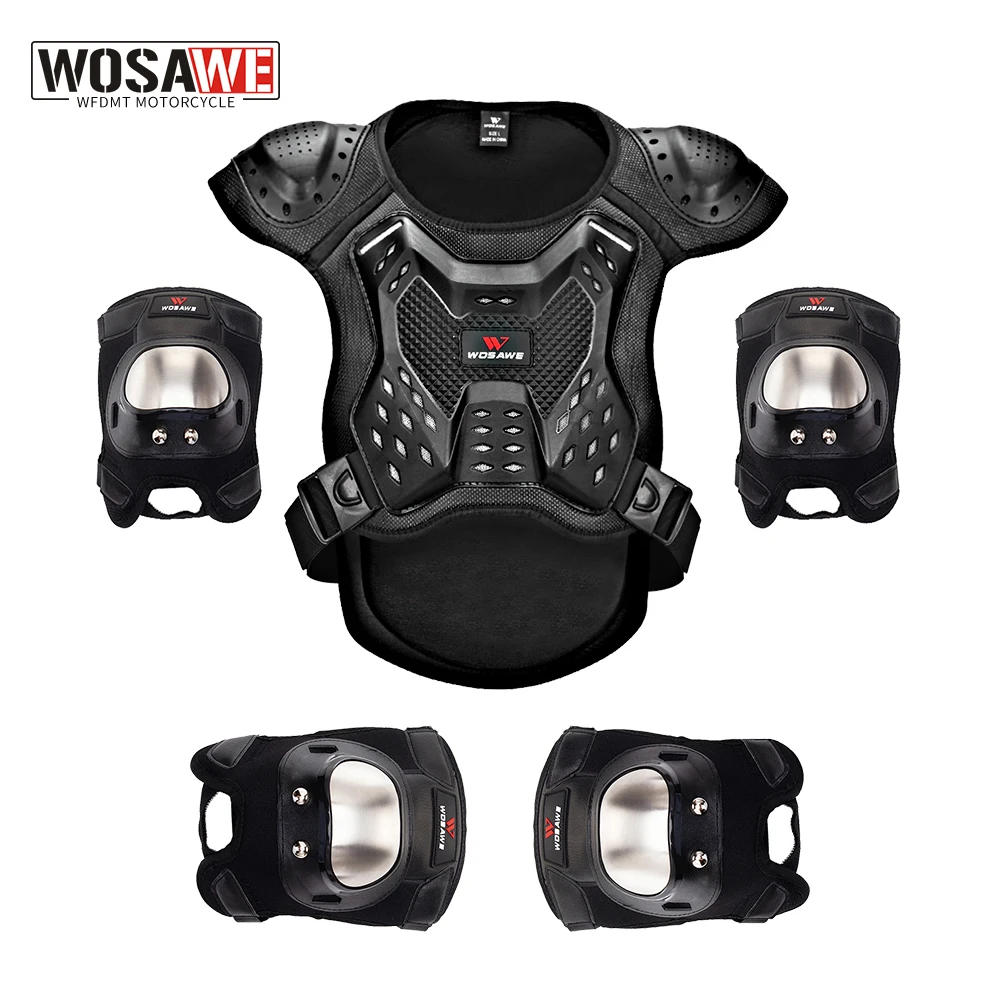 

WOSAWE Skating Armor Vest Moto Knee & Elbow Pads Protective Gear Set Motocross Racing Off-road Knee Pads Motorcycle Protection