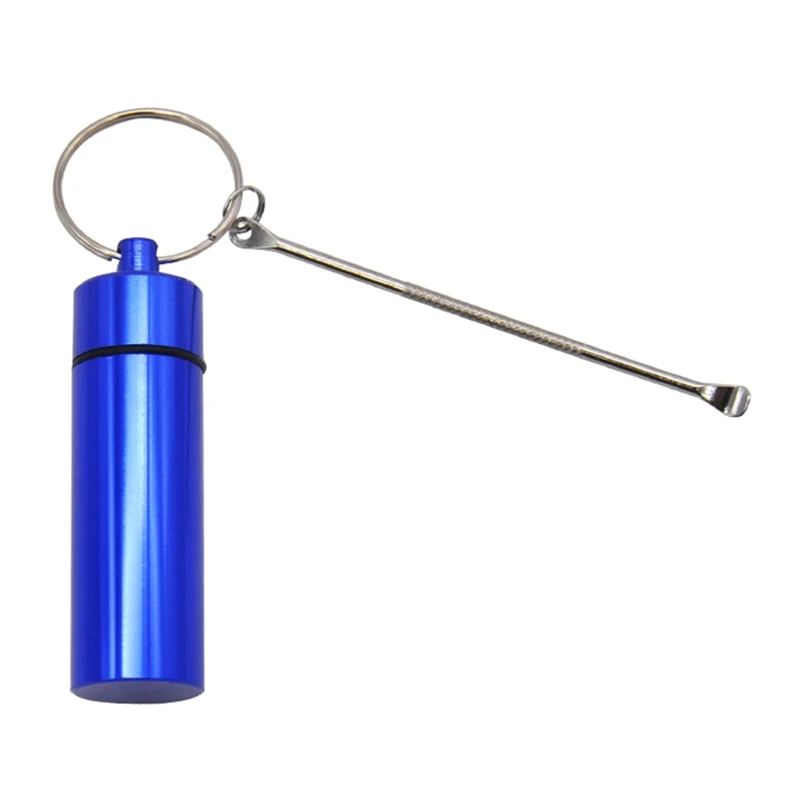 

Mini Metal Vial Pill Box Case with Tiny Spoon Keychain Waterproof Airtight Container Portable Sniffer Bottle Powder Holder for