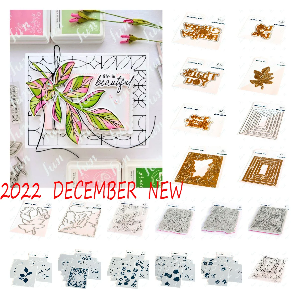 

Sentiment Words Poppy Flowers Stamps Stencils Hot Foil Plates and Cutting Dies Sets for Diy Scrapbooking Embossing Decoration