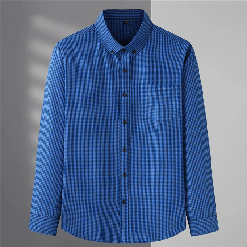 Large Size Men Blouse Oversized Long Sleeve Tops Office Wear Shirt Plaid Printed Business Shirt Plus Size Cheap Xvideos Shirts