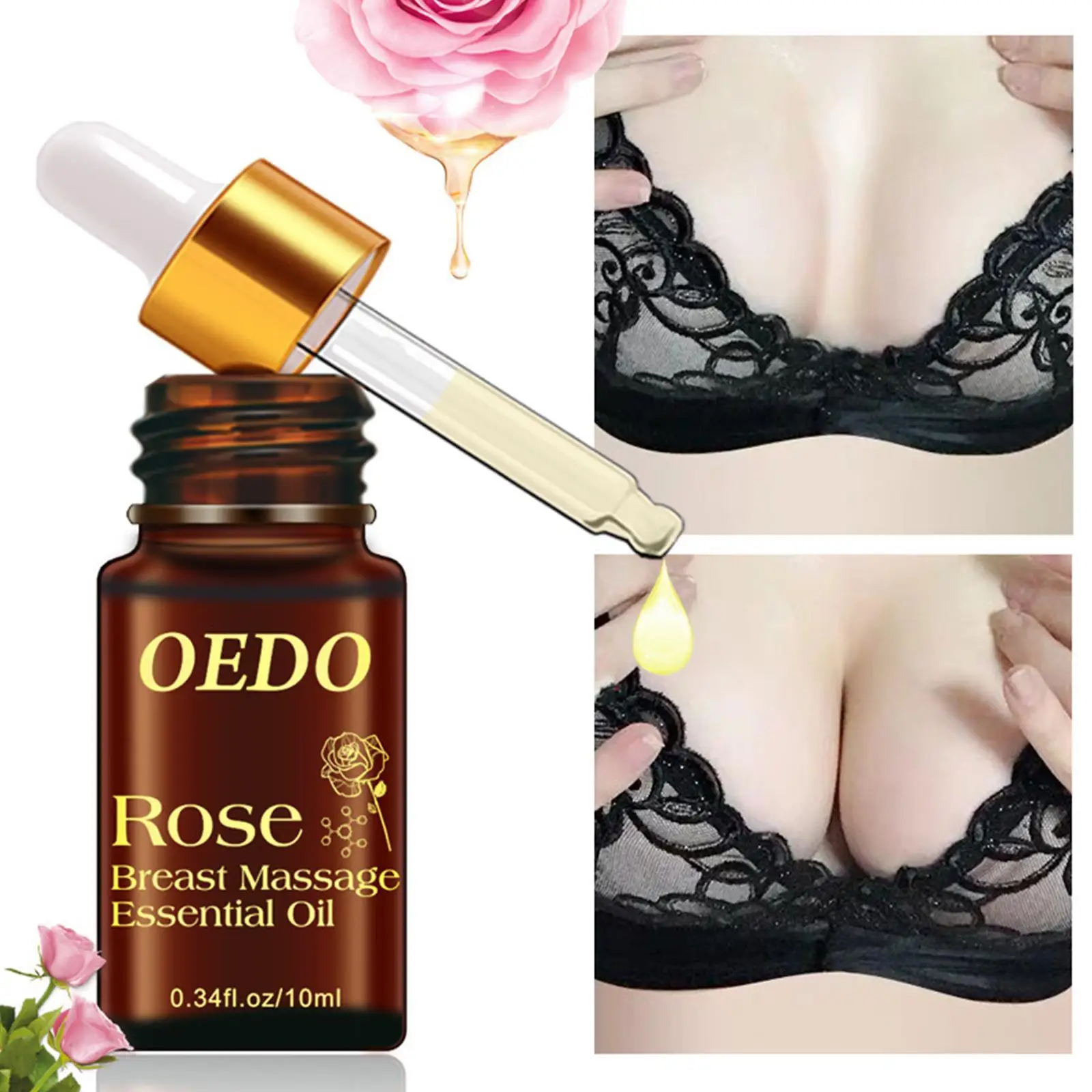 

10ml Rose Plant Breast Enhancement Essential Oil Promote Chest Growth Prevent Sagging Breast Bust Lifting Firming Massage Oils