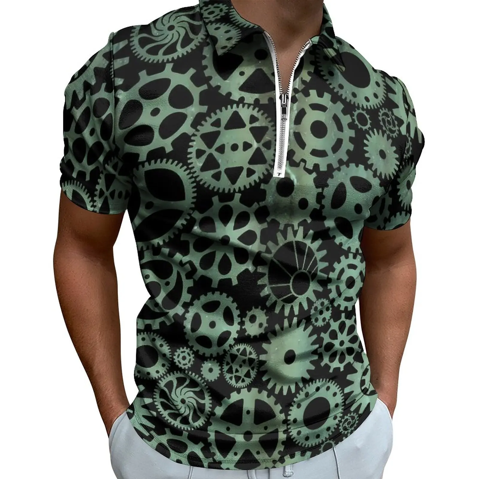 

Steampunk Print Casual T-Shirts Verdigris Bronze Polo Shirts Street Style Shirt Summer Short-Sleeved Custom Clothes 4XL 5XL 6XL