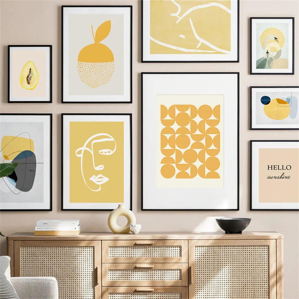 

Trendy Abstract Geometric Graphic Designs Yellow Gallery Poster Canvas Print Paintings Wall Art Pictures Living Room Home Decor