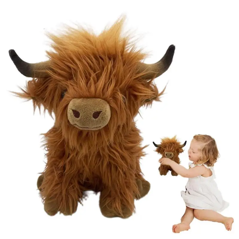 

Highland Cow Plush Stuffed Animals With Mooing Sound Soft Farm Plushie Toy Highland Cow Accompany Plush Toy Birthday Gifts For