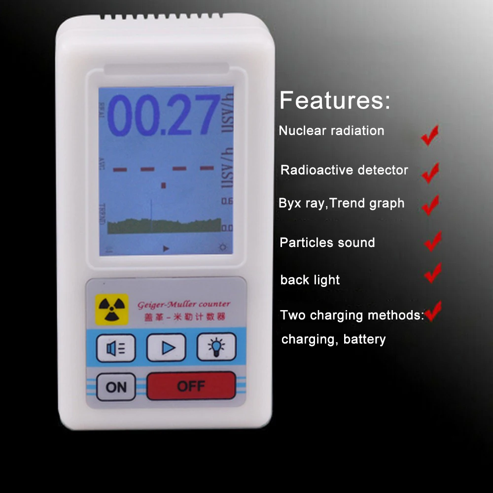

Geiger Counter Nuclear Radiation Detector Personal Dosimeter X-ray Beta Gamma Detector LCD Radioactive Tester Marble Tool