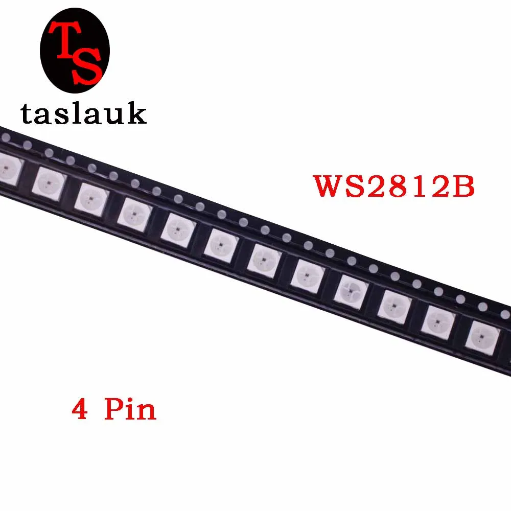 Светодиодный чип WS2812B (4 контакта), 10 ~ 1000 шт., 5050 RGB SMD, белая версия WS2812, индивидуально адресуемые цифровые пиксели, 5 в постоянного тока