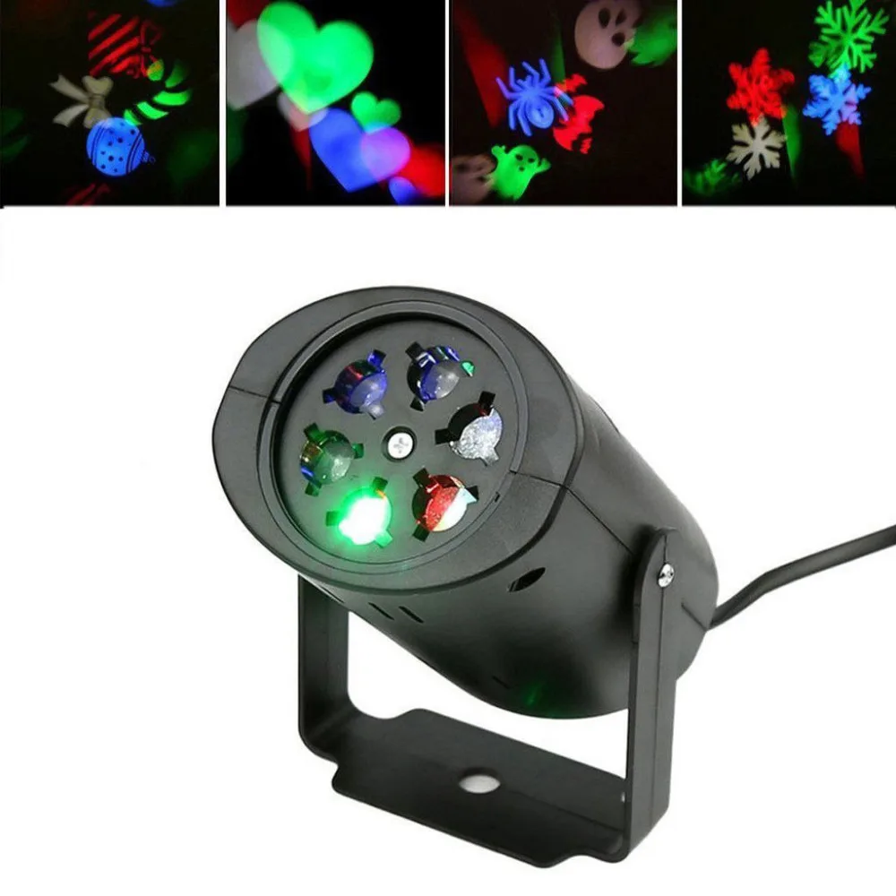 Mini LED Laser Projector Lamp Stage Light Heart Snow Spider Bowknot Bat Christmas Party DJ Laser Lighting with 4 Pattern Lens