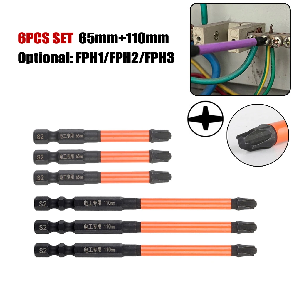 

6PCS Magnetic Phillips Screwdriver Head FPH1/FPH2/FPH3 For The Switch Panel 65mm / 110mm Screwdriver Components