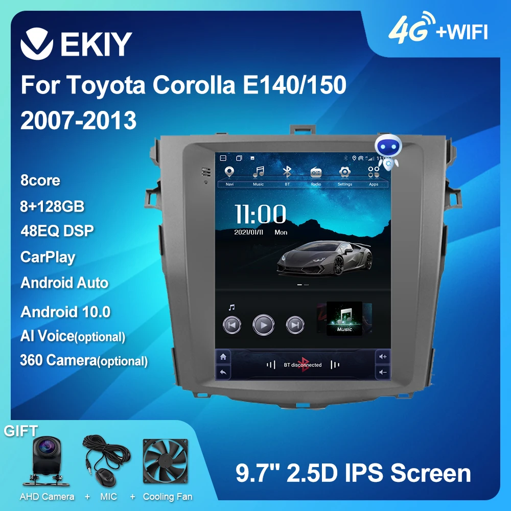 

EKIY For Toyota Corolla E140/150 2007-2013 9.7" Android Car Stereo Radio Multimedia Player 2 Din DVD Speakers Carplay Head Unit