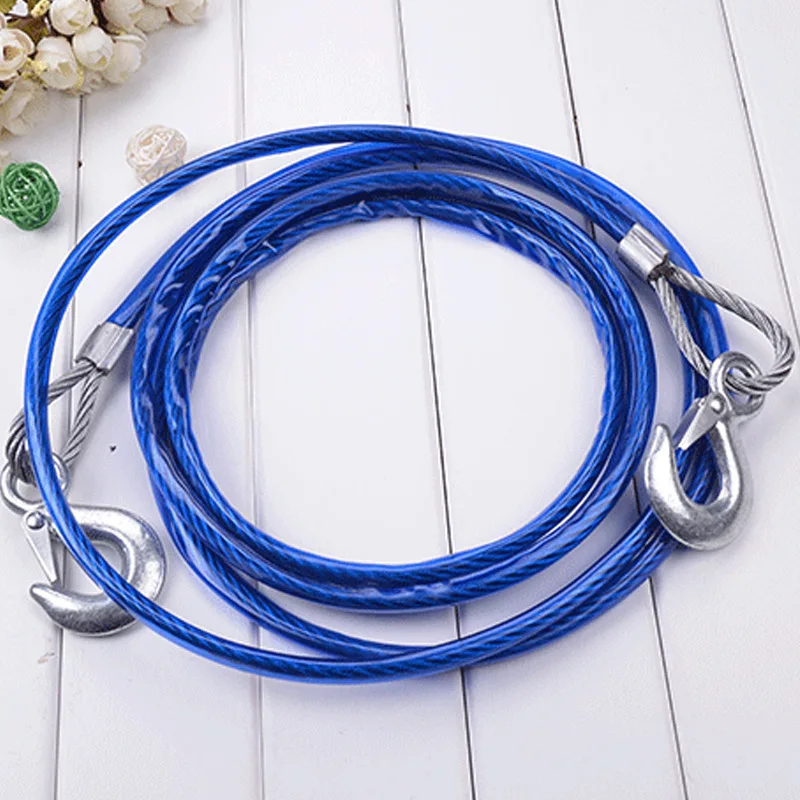 

Tons Pull Heavy Duty Tow Ropes Wire Cable High Strength Safety Hook Steel Wire Trailer Car Emergency Car Accessories Tools