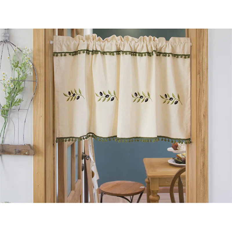

Free Shipping Pastoral Lovely Leaf Half Coffee Tea Shades Kitchen Short Small Curtain Blinds Home Window Decora Valance Purdanh