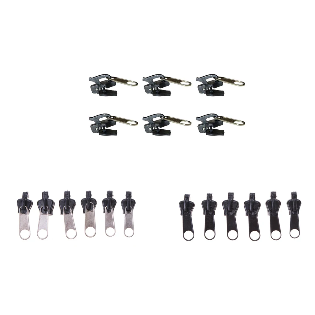 

6X мгновенный съемный Набор для ремонта молнии, сменный зубчатый спасательный Фиксатор-слайдер для молнии, швейные принадлежности, серебрис...