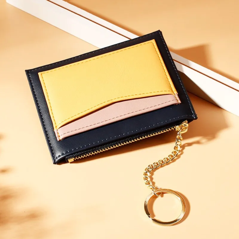 

Spliced Women's Wallet Multi Card Zipper Card Bag Keychain Small Wallet