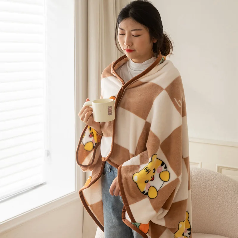 

Multifunctional Shawl Blanket Office Nap Small Blanket Multifunctional Lazy Sleeve Blanket Shawl Blanket Flannel Blanket