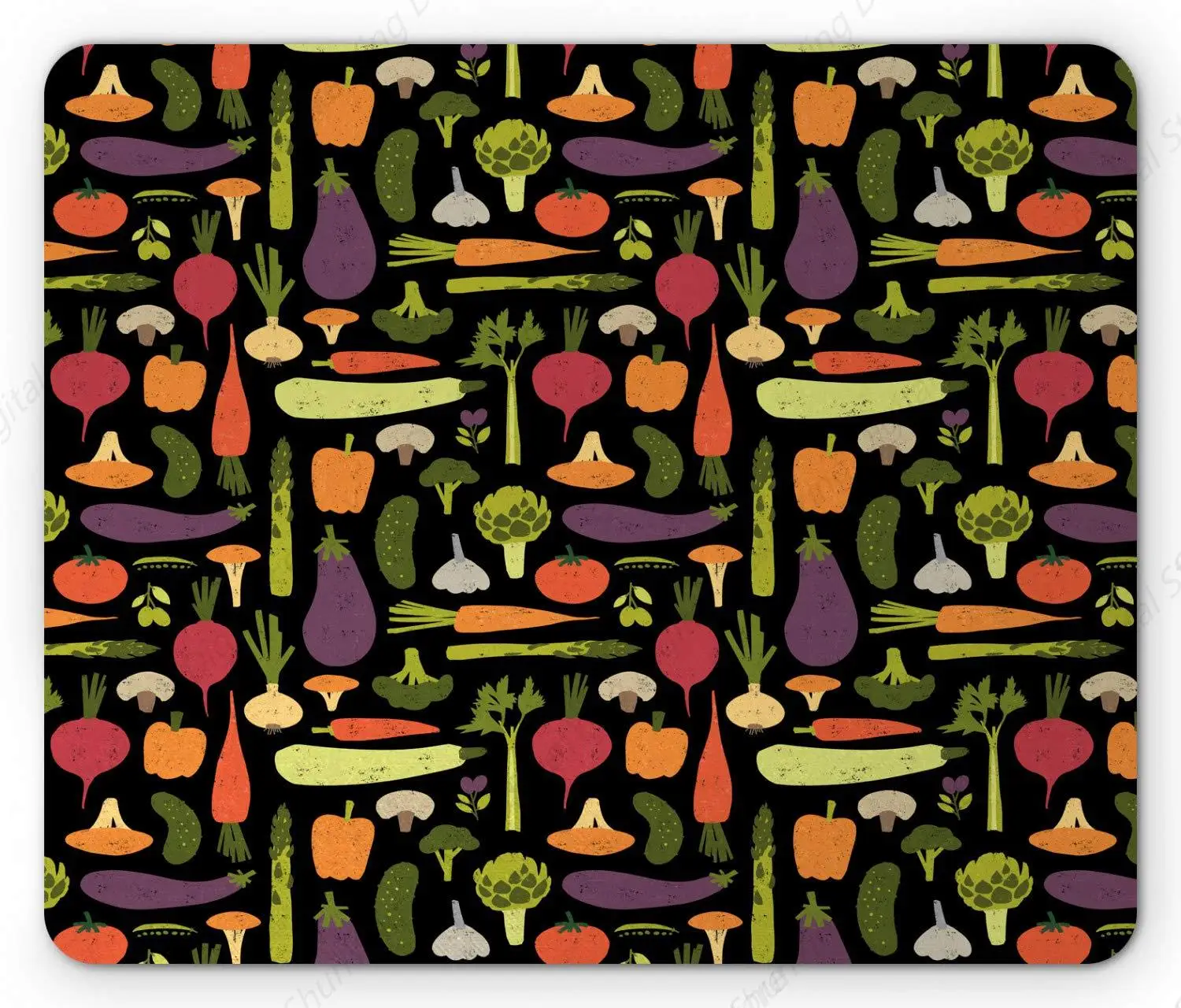 Коврик для мыши с овощами баклажаны чеснок брокколи гриб тема здоровья пищевой