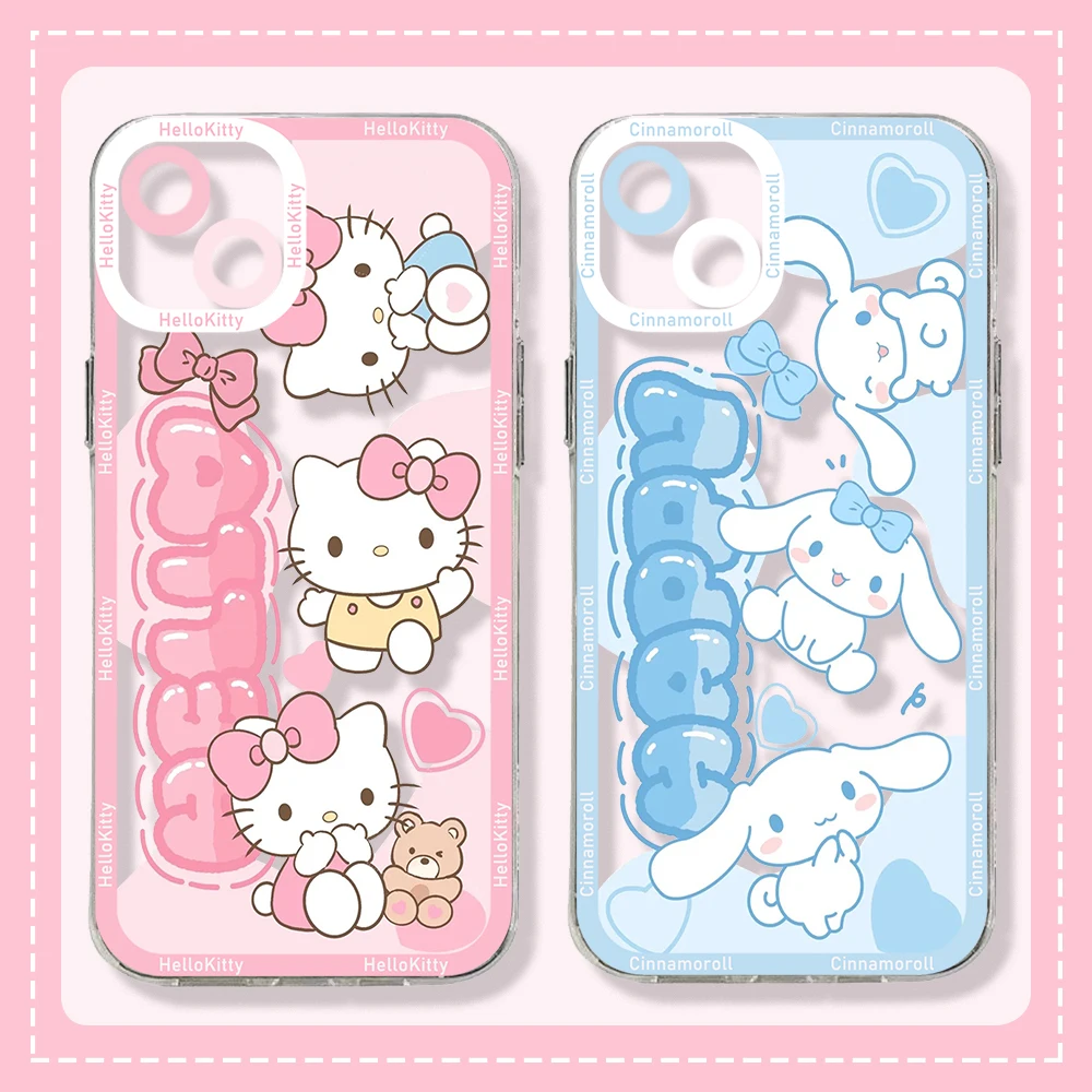 

Sanrio Hello Kitty Kuromi Phone Case For Xiaomi Mi 13 12 11 10 lite 11i 12S Poco M4 F3 MIX 4 Pro Ultra 5G 4G Transparent Cover