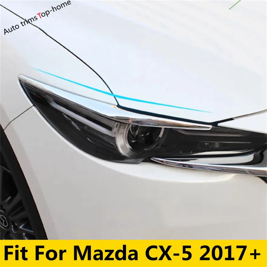 ABS krom karbon Fiber araba far kaş kapağı Trim Mazda CX-5 için CX5 2017 - 2022 kafa lambası göz kapağı dış aksesuarları