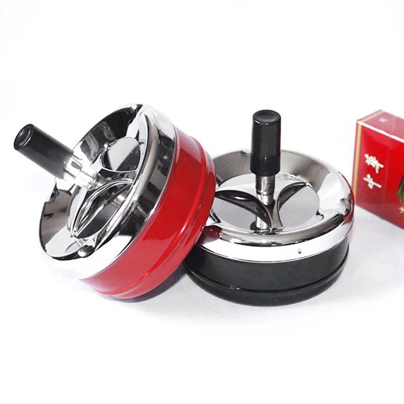 Крутящаяся плоская пепельница из нержавеющей стали с вращающейся крышкой