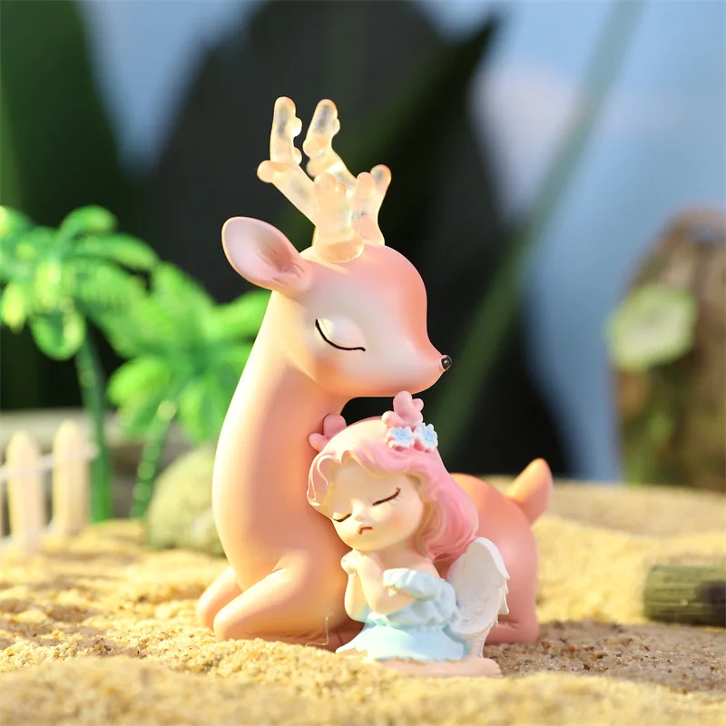 

Forest Deer Girl Ornaments Cartoon Resin Crafts Creative Girly Heart Ornament Furnishing Articles Birthday Gifts Home Decoration