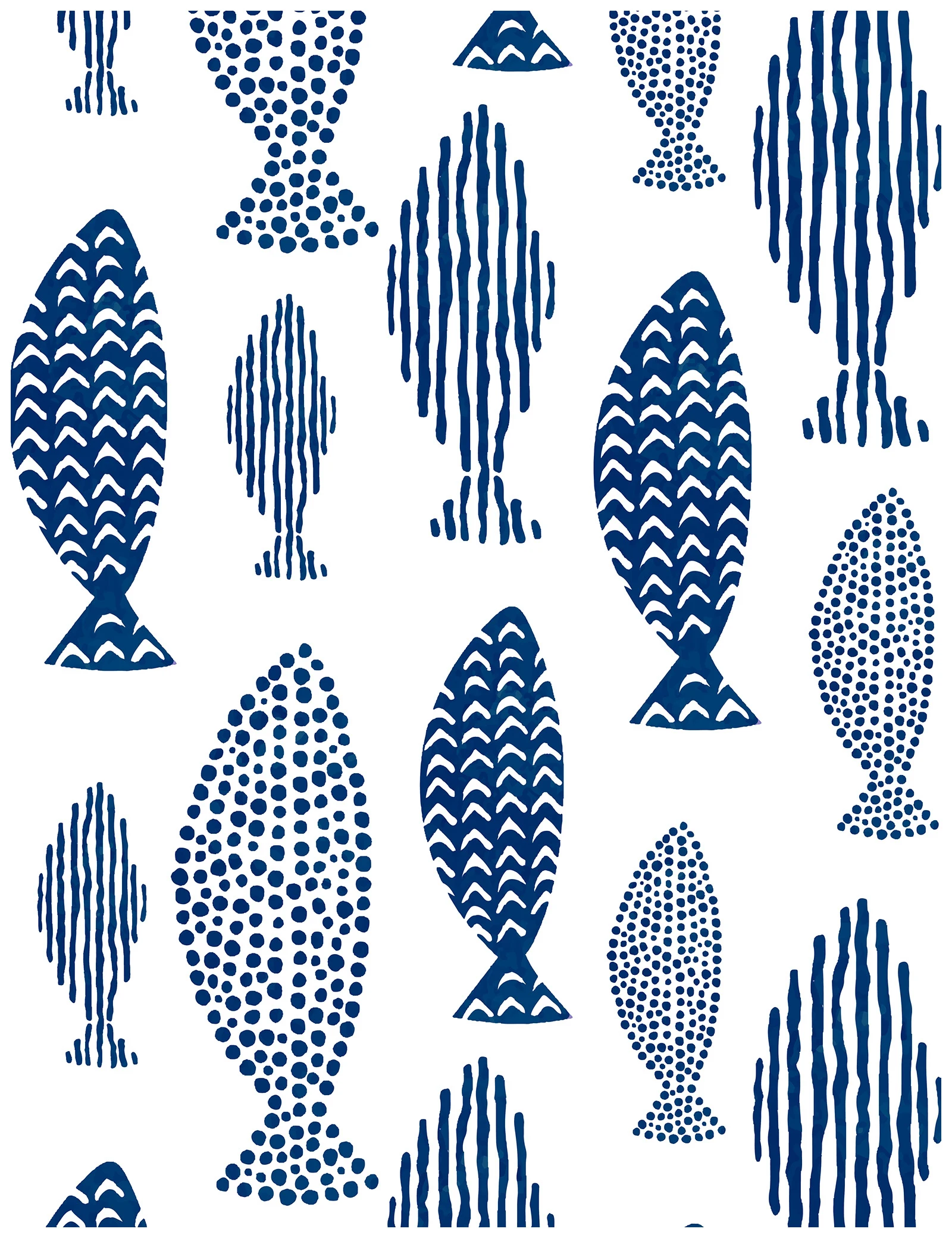 

Очищающие и наклейте обои Абстрактный подводный мир Рыбная решетка Индиго Синяя съемная контактная бумага для украшения домашней ванной комнаты