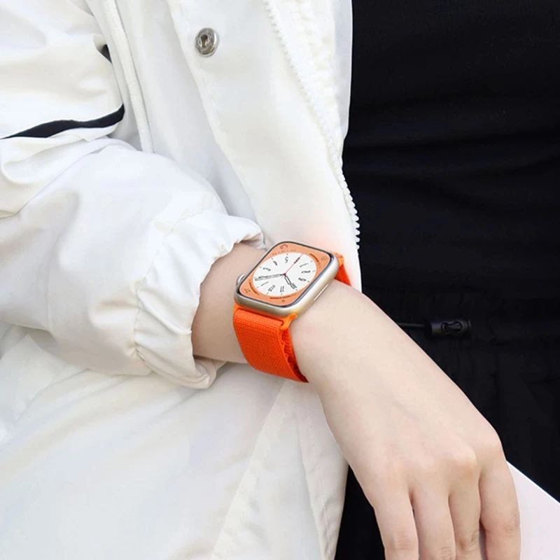 For Apple watch Series 8 7 6 5 4 3 SE 45mm 44mm 40mm 41mm 42mm Nylon Adjust bracelet wristband For iwatch Ultra 49mm Alpine Loop