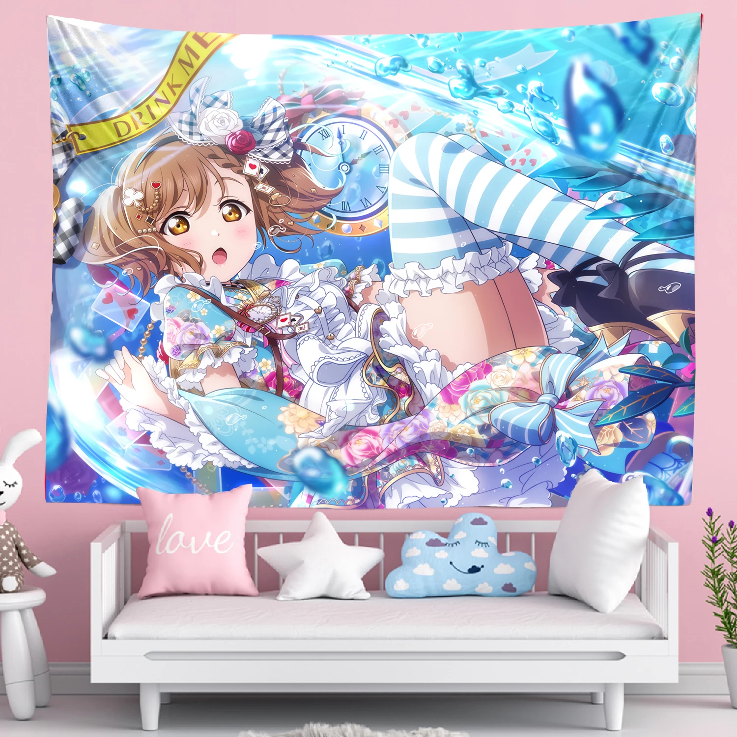 Хиппи девушка аниме гобелен с героями мультфильмов висячий фон тканевое