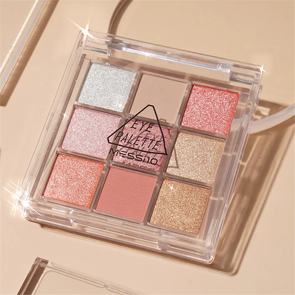 

MESSILO NEW Transparent Nine-color Eyeshadow Palette Pearlescent Matte Earthy Acrylic Nine Square Grid Eyeshadow CE Novice