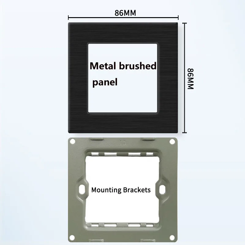 

DIY EU FR Wall Socket Connected Dual European Style with USB Charging Socket Black Aluminum Brushed Panel