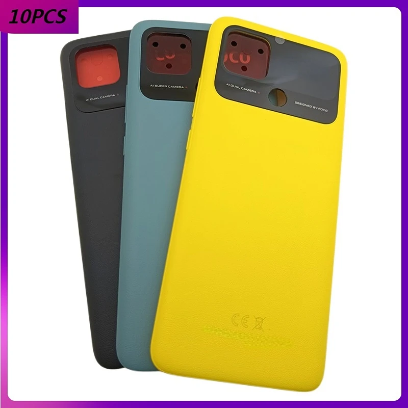 

10 шт. Оригинальный чехол для аккумулятора Xiaomi Poco C40 задняя панель Задняя крышка корпус с кнопкой питания и громкости для Poco C40 крышка аккумулятора