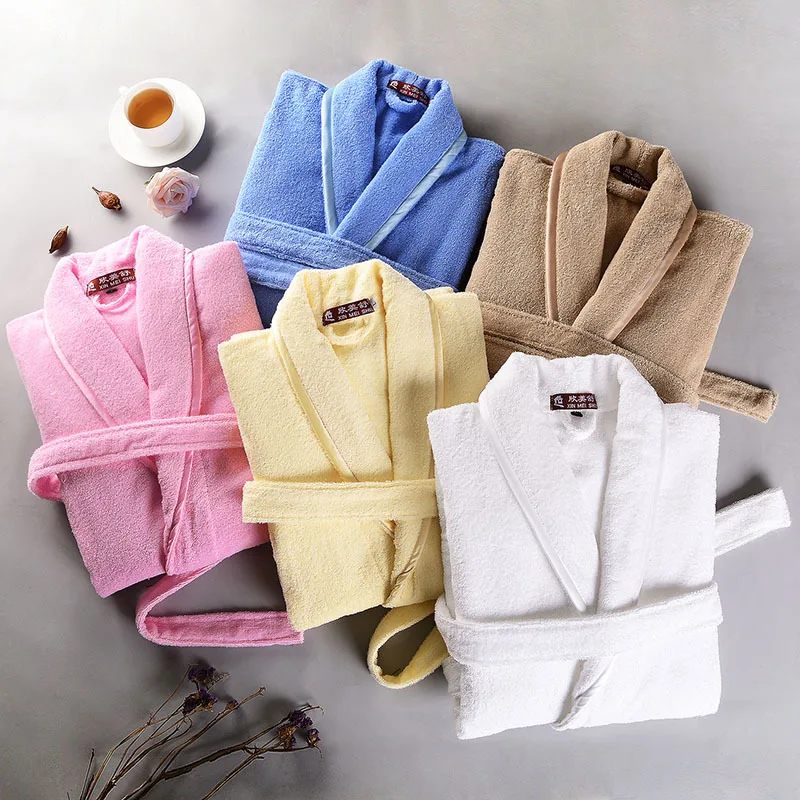 Terry Couple Bathrobe 100% Cotton Autumn Winter Women's Dressing Gown Absorb Water Hotel Robe Luxury Towel Robe For Female