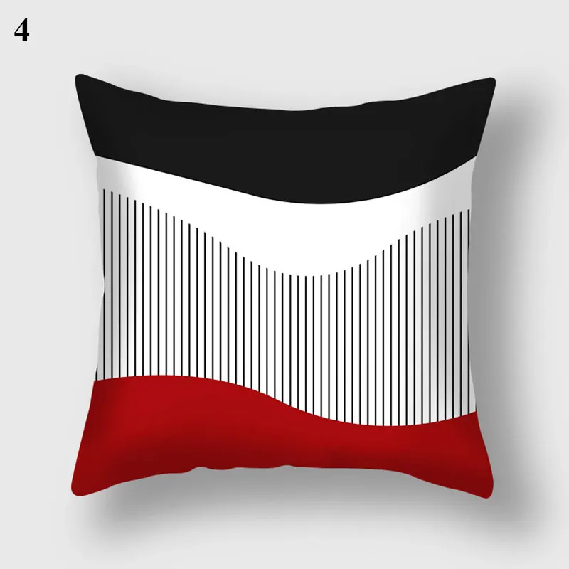 Черно-красная наволочка с геометрическим рисунком Полиэстеровая для диванной