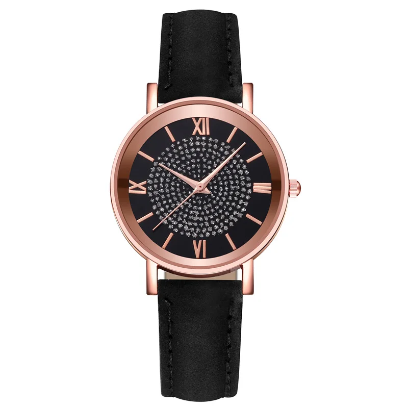 

Starry Sky Dial Watches for Women Fashion Roman Scale Rhinestone Leather Ladies Quartz Watch Female Wrist Watch Reloj De Mujer