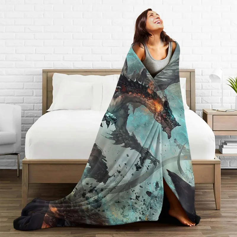 

ArtStation Dragon Blanket Velvet Decoration Legend Myth Multifunction Warm Throw Blankets for Bedding Outdoor Bedspread
