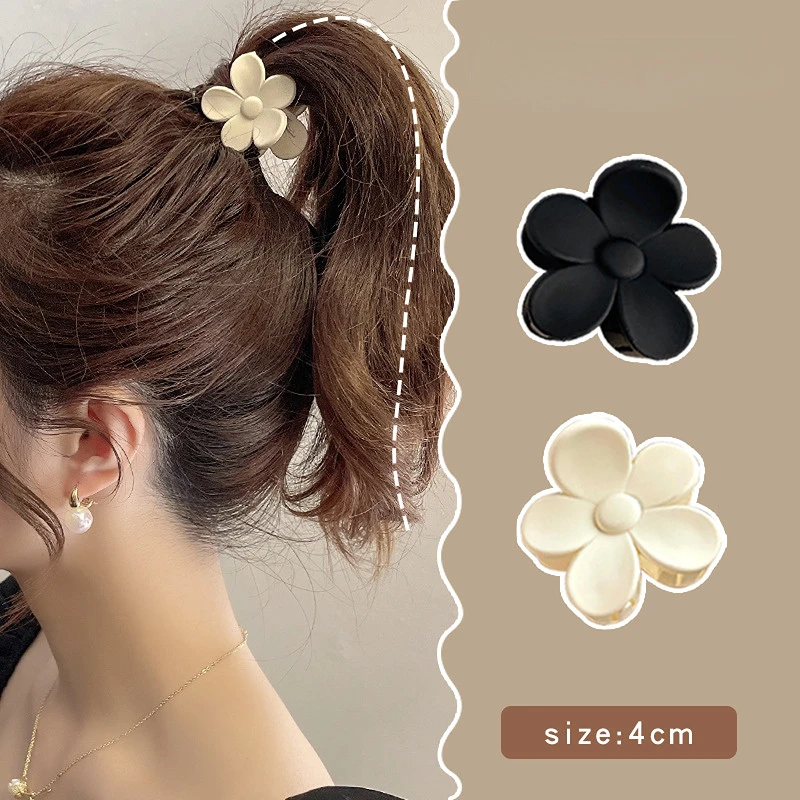 

1/2pcs Flower High Ponytail Clip Sweet Cute Hair Claw Invisible Ponytail Artifact Frosted Small Flower Hairpin Headdress Women