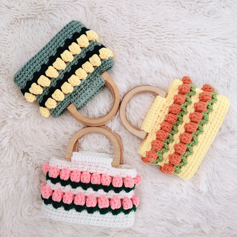 

2022 Simple Casual Summer Handmade Flower Tote Bags Fashion Women Handbags