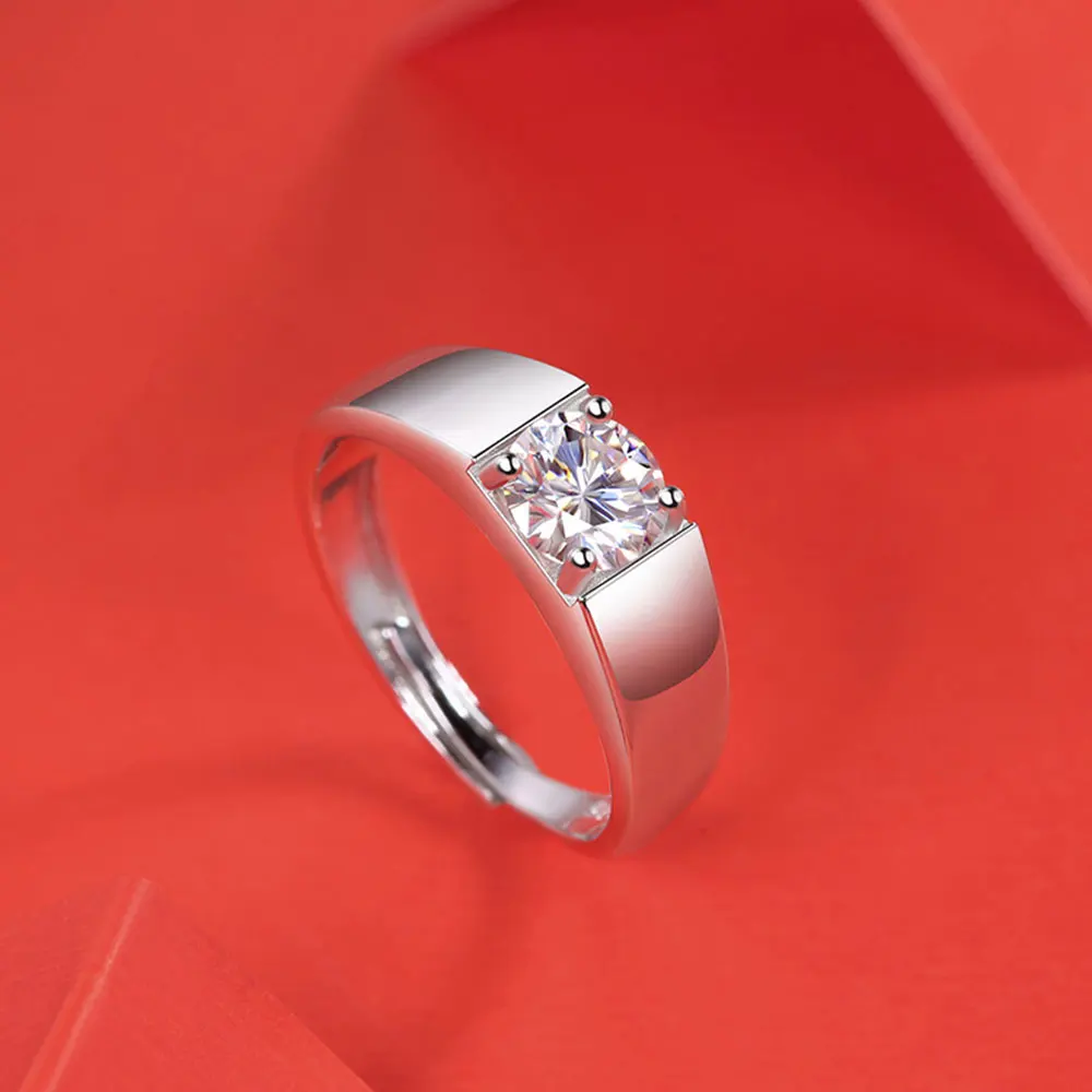 Aide 2022 Classic 1CT Moissanite Ring for Men Women Diamond Jewelry Real 925 Silver Gifts No Sign Engagement Ring For Wedding